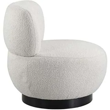 Mid-Century Modern Accent Chair in Cream Boucle