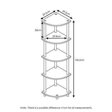 Furinno 5-Tier Corner Shelving Unit Easy Assembly Stylish