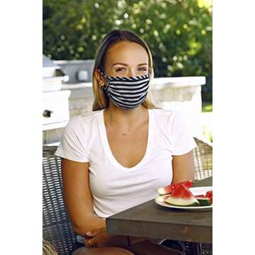 Tart Collections 100% Cotton Face Mask, Comfortable Non-Elastic Ear Loops, Washable and Reusable, Unisex, Made in USA Label, Navy Blue Tie Dye
