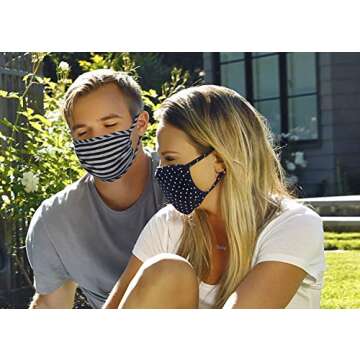 Tart Collections 100% Cotton Face Mask, Comfortable Non-Elastic Ear Loops, Washable and Reusable, Unisex, Made in USA Label, Navy Blue Tie Dye