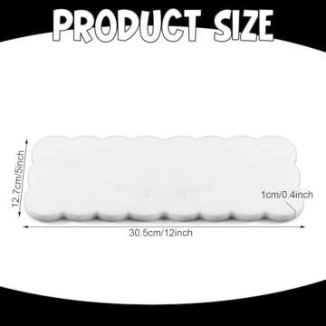 Newtay White Scallop Marble Board 12" x 5" Cutting Board with Rubber Feet, Scalloped Marble Tray Dec...