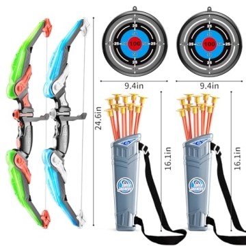 TEMI Kids Archery Bow and Arrow Set with LED Lights