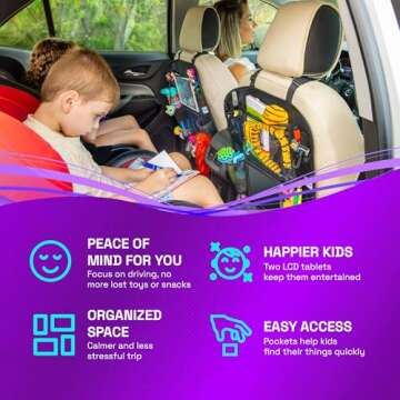 Backseat Car Organizer with LCD Tablet - Perfect for Kids Trips!