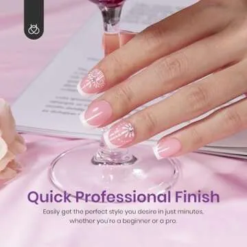 Beetles French Tip Press On Nails: 150 Pcs Pink Short Square Press On Nails 4 in 1 Nail Tips, Pre-Applied Primer & Base Coat, No File Need DIY Manicure for Nail Extension Gifts for Women