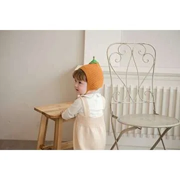 LLmoway Baby Girl Winter Hat Newborn Knit Cap Bonnet Hat Soft Cotton Pilot Hat Earflap Beanie Yellow