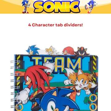 Innovative Designs Sonic the Hedgehog Tab Journal Notebook, Spiral Bound, 96 Lined Pages, 8 x 7 inch...