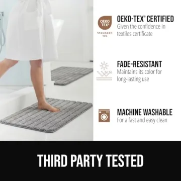 GORILLA GRIP Soft Memory Foam Bath Rugs with Textured Backing