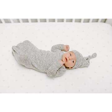 aden + anais Snuggle Knit Newborn Gift Set with Knotted Baby Gown, Swaddle Blanket, Infant Hat, and Bandana Bib, 0-3 Months, Heather Grey