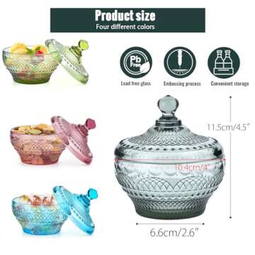 Sungmor Vintage Embossed Glass Candy Dish for Stylish Storage