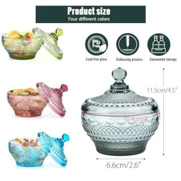 Sungmor Vintage Embossed Glass Candy Dish for Stylish Storage