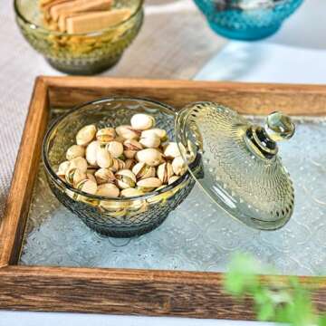 Sungmor Vintage Embossed Glass Candy Dish for Stylish Storage