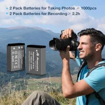 Powerextra 2 Pack LP-E12 Battery and Dual USB Charger Smart LCD Display Compatible with Canon EOS-M, EOS M2, EOS M10, EOS M50, EOS M50 Mark II, EOS M100, EOS M200, SX70 HS, Rebel SL1 Digital Cameras