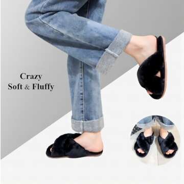 Cozy & Stylish Crazy Lady Women's Fuzzy Fluffy Slippers
