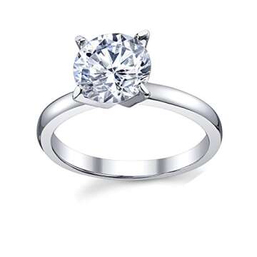 2 Carat Round Brilliant Cubic Zirconia CZ Sterling Silver 925 Wedding Engagement Ring Size 9