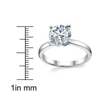 2 Carat Round Brilliant Cubic Zirconia CZ Sterling Silver 925 Wedding Engagement Ring Size 9