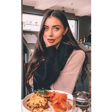 Angashion Women Sweaters-Oversized Chunky Knit Color Block Drop Shoulder Batwing Sleeve Pullover Sweater Tops