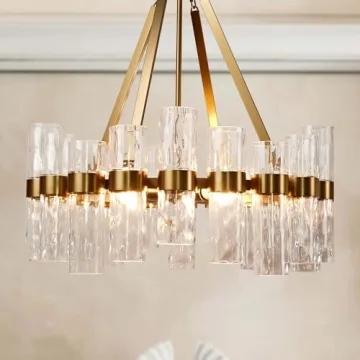 Industrial Style Recycled Tube Glass Chandelier for Dining & Living Room