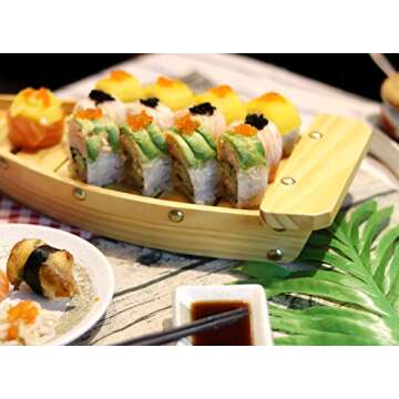Kichgather Wooden Sushi Serving Tray for Dining Elegance