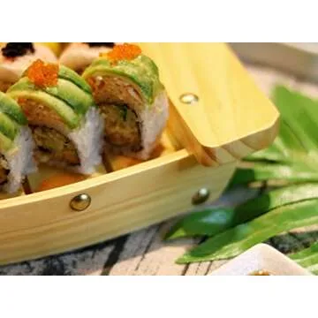 Kichgather Wooden Sushi Serving Tray for Dining Elegance