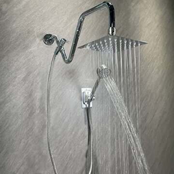 LOHNER 6"All Metal Shower Heads with Handheld,Luxurious Stainless Steel Shower head,Metal Single Setting Handheld,with Extension Shower Arm