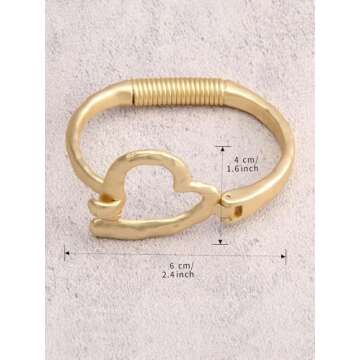 Bjesinmo Chunky Gold Bangle Bracelets for Women Heart Cuff Bracelet Fashion Jewelry Bohemian Open Bangle Cuff Bracelets for Sister