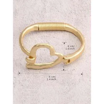 Bjesinmo Chunky Gold Bangle Bracelets for Women Heart Cuff Bracelet Fashion Jewelry Bohemian Open Bangle Cuff Bracelets for Sister