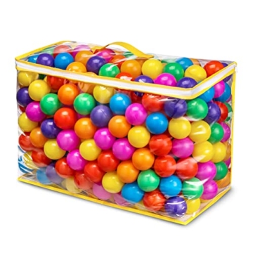 Hovenlay Ball Pit Balls - Vibrant, Safe, Crush-Proof Play Toys for Kids in 7 Colors with Storage Bag