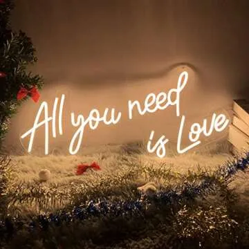 All Your Need is Love Neon Sign,LED Neon Light Sign for Wedding Decor Signs for Bedroom Birthday Party Bachelorette Party Engagement Party Home Wall Room Shop Decoration（23.6IN）