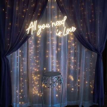 All Your Need is Love Neon Sign,LED Neon Light Sign for Wedding Decor Signs for Bedroom Birthday Party Bachelorette Party Engagement Party Home Wall Room Shop Decoration（23.6IN）