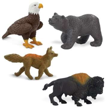 Safari Ltd. Nature TOOB - 12 Mini Figurines with Rabbit, Beaver, Doe, Gray Wolf, Fox, Black Bear, Moose, Mountain Lion, Bald Eagle, and More - Educational Toy for Boys, Girls & Kids Ages 3+