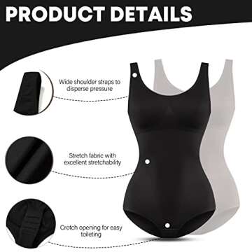 Dazzle fairy Bodysuit for Women Tummy Control Shapewear Seamless Sculpting Full Body Shaper Womens T...