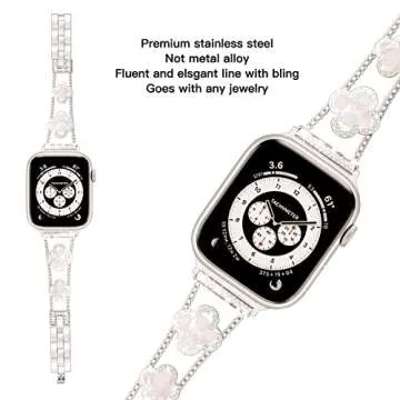 38/40/41mm Starlight Cool Women Ch Metal Smartwatch Bands Compatible for Apple Watch Bands Series 9/8/7/6/SE/5/4 Adjustment Replacement Bracelet for Iwatch 8