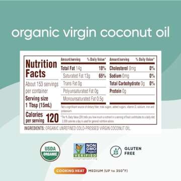 Nutiva Organic Coconut Oil 78 fl oz, Cold-Pressed, Unrefined Cooking Oil, Natural Hair Oil, Skin Oil...