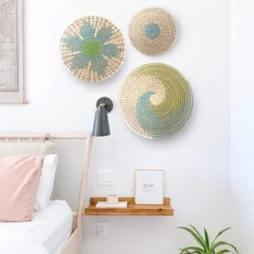 GoGift Coastal Wicker Boho Beach Wall Baskets Set