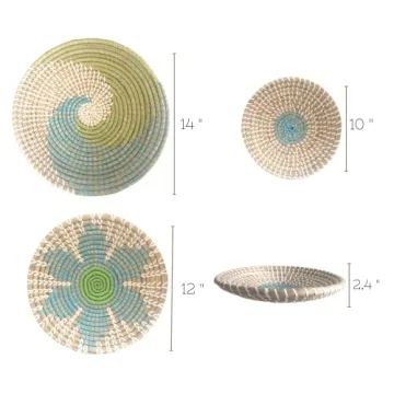 GoGift Coastal Wicker Boho Beach Wall Baskets Set