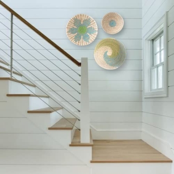 GoGift Coastal Wicker Boho Beach Wall Baskets Set