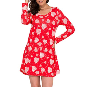 Aphratti Women’s Long Sleeve Cute Valentines Day Dresses Clothes Outfits Heart Print Casual Tunic ...