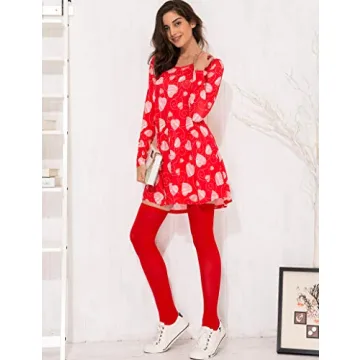 Aphratti Cute Valentine's Day Dress Long Sleeve Heart Print