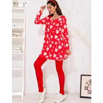 Aphratti Cute Valentine's Day Dress Long Sleeve Heart Print