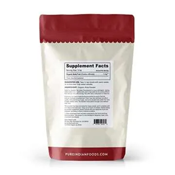 Pure Indian Foods Organic Amla Powder, 8 oz, Water-Soluble Amalaki, Ayurveda Dietary Supplement Diss...