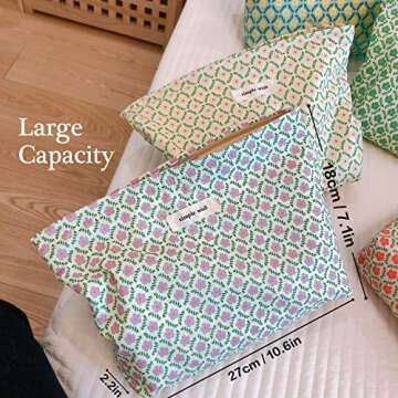 STARDW Aesthetic Floral Makeup Bag - Cute Travel Toiletry Organizer for Women