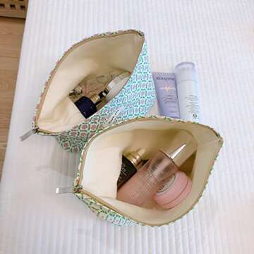 STARDW Floral Makeup Bag - Travel Cosmetic Pouch for Women