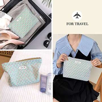 STARDW Floral Makeup Bag - Travel Cosmetic Pouch for Women