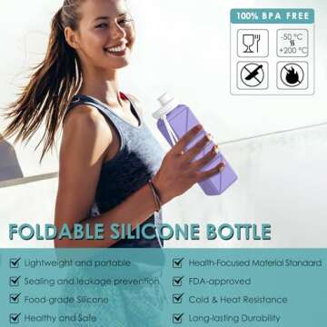 Durable Collapsible Silicone Water Bottles for Travel and Sports