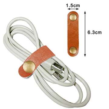 10 Pcs Cord Organizer, Stocking Stuffers for Men Portable Earphone Cord holder Winder keeper, Leathe...