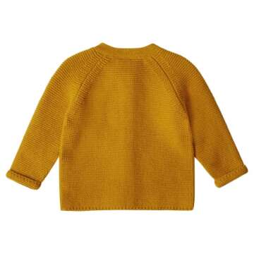 Stellou & Friends 100% Cotton Newborn, Baby and Toddler Cardigan Sweater (Mustard, 3-4 Years)