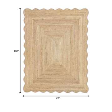 Weaving Village Wave Scalloped Natural Jute Rug - Eco-Friendly Elegance 6'x9'