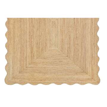 Boho Wave Scalloped Natural Jute Area Rug for Home