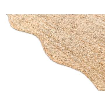 Boho Wave Scalloped Natural Jute Area Rug for Home