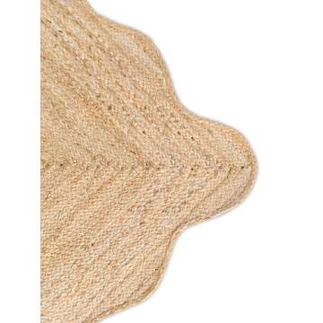 Boho Wave Scalloped Natural Jute Area Rug for Home